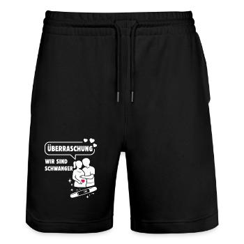 Surprise : Nous sommes enceintes - Short de jogging bio TRAINER Stanley/Stella unisexe - noir - Devant - Nik (191cm) & Marisol (170cm)