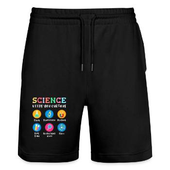 La science suscite la curiosité - Short de jogging bio TRAINER Stanley/Stella unisexe - noir - Devant - Nik (191cm) & Marisol (170cm)