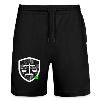 Cyber Security Schild Waage Tech Vektor - Stanley/Stella Unisex Bio Joggingshorts Trainer  - Schwarz - Vorne - Nik (191cm) & Marisol (170cm)