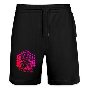 Motif minimaliste du vélo de route - Short de jogging bio TRAINER Stanley/Stella unisexe - noir - Devant - Nik (191cm) & Marisol (170cm)