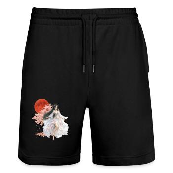 Mondbeschienene Blüten-Verzauberin - Stanley/Stella Unisex Bio Joggingshorts Trainer  - Schwarz - Vorne - Nik (191cm) & Marisol (170cm)