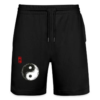 Yin et Yang - Short de jogging bio TRAINER Stanley/Stella unisexe - noir - Devant - Nik (191cm) & Marisol (170cm)