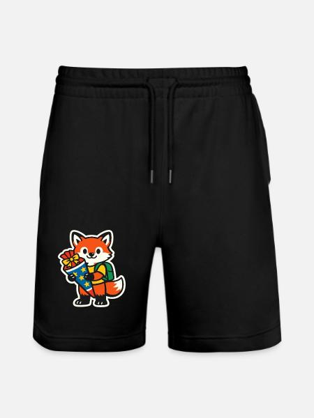 Fuchs mit Geschenk und Rucksack Einschulung - Stanley/Stella Unisex Bio Joggingshorts Trainer  - Schwarz