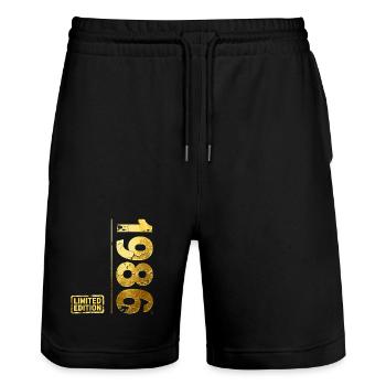 Edition limitée 1986 - Short de jogging bio TRAINER Stanley/Stella unisexe - noir - Devant - Nik (191cm) & Marisol (170cm)