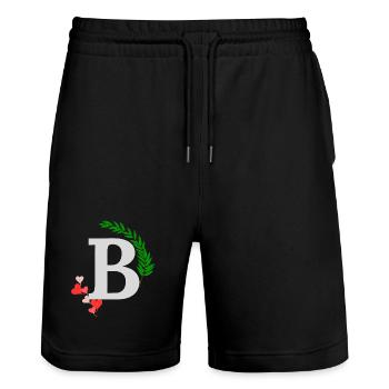 b - Stanley/Stella Trainer Unisex Organic Jogging Shorts - black - Front - Nik (191cm) & Marisol (170cm)