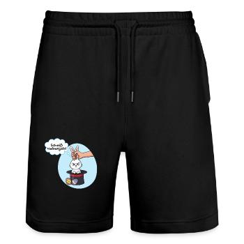 Osterhase hasst seinen Nebenjob - Stanley/Stella Unisex Bio Joggingshorts Trainer  - Schwarz - Vorne - Nik (191cm) & Marisol (170cm)