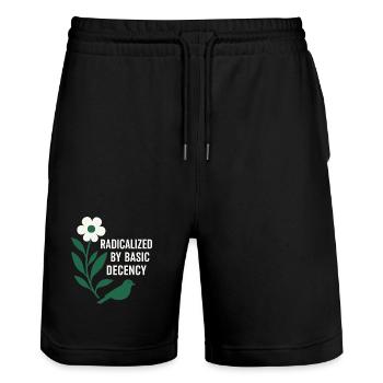 Chemise radicalisée par la décence pour activistes - Short de jogging bio TRAINER Stanley/Stella unisexe - noir - Devant - Nik (191cm) & Marisol (170cm)
