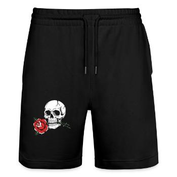 Skull Rose Tattoo Stil für Rock und Tattoo Fans - Stanley/Stella Unisex Bio Joggingshorts Trainer  - Schwarz - Vorne - Nik (191cm) & Marisol (170cm)
