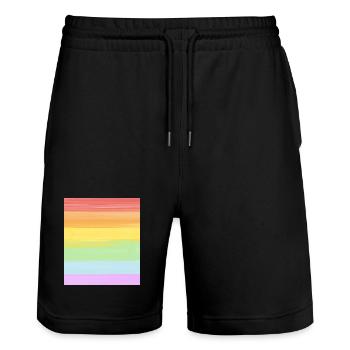 Pastel Rainbow Gradient LGBTQ Pride - Stanley/Stella Trainer Unisex Organic Jogging Shorts - black - Front - Nik (191cm) & Marisol (170cm)