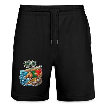 Portugal Küste Flagge - Stanley/Stella Unisex Bio Joggingshorts Trainer  - Schwarz - Vorne - Nik (191cm) & Marisol (170cm)