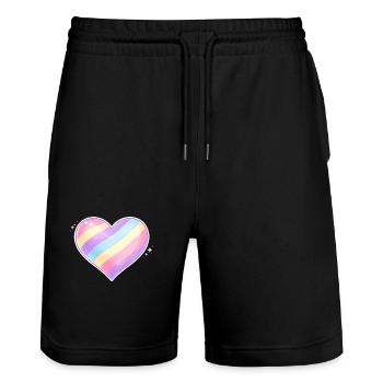 Ello_Heart - Stanley/Stella Unisex Bio Joggingshorts Trainer  - Schwarz - Vorne - Nik (191cm) & Marisol (170cm)