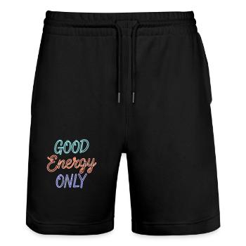 Good Energy Only Graphic in Retro Neon Style - Stanley/Stella Trainer Unisex Organic Jogging Shorts - black - Front - Nik (191cm) & Marisol (170cm)