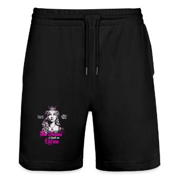 The Queen Is Back In Office Crown Design - Stanley/Stella Trainer Unisex Organic Jogging Shorts - black - Front - Nik (191cm) & Marisol (170cm)