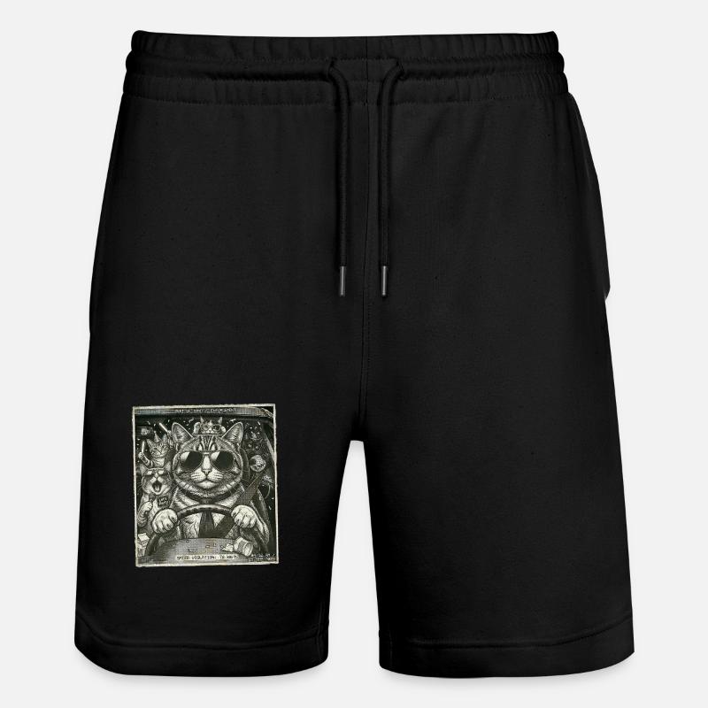 Cat flashed - Stanley/Stella Trainer Unisex Organic Jogging Shorts - black