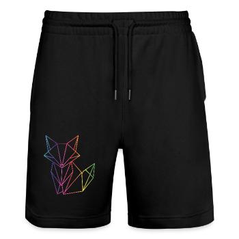 Fox lines geometry modern motif - Stanley/Stella Trainer Unisex Organic Jogging Shorts - black - Front - Nik (191cm) & Marisol (170cm)
