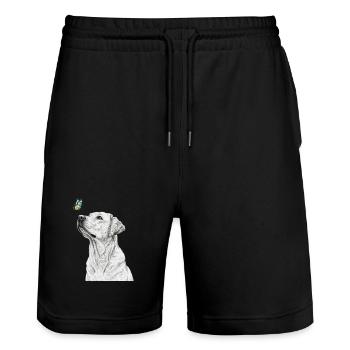 Labrador avec style papillon en forme de banksy - Short de jogging bio TRAINER Stanley/Stella unisexe - noir - Devant - Nik (191cm) & Marisol (170cm)