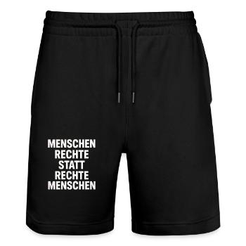 Menschenrechte Statt Rechte Menschen Protest - Stanley/Stella Unisex Bio Joggingshorts Trainer  - Schwarz - Vorne - Nik (191cm) & Marisol (170cm)