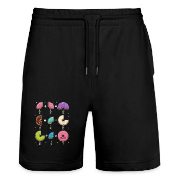 Donut Brüche Mathe Lernen mit Humor - Stanley/Stella Unisex Bio Joggingshorts Trainer  - Schwarz - Vorne - Nik (191cm) & Marisol (170cm)