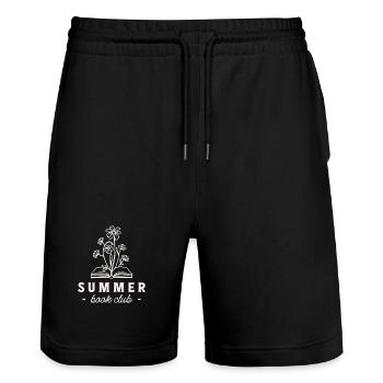 Summer book club reading group - Stanley/Stella Trainer Unisex Organic Jogging Shorts - black - Front - Nik (191cm) & Marisol (170cm)
