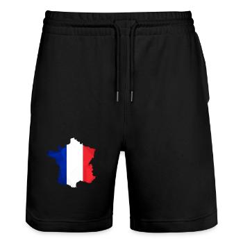 Carte de France Football Summer Graphic Tricolore - Short de jogging bio TRAINER Stanley/Stella unisexe - noir - Devant - Nik (191cm) & Marisol (170cm)
