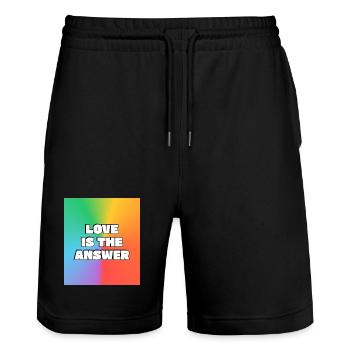 L’amour est la réponse arc-en-ciel - Short de jogging bio TRAINER Stanley/Stella unisexe - noir - Devant - Nik (191cm) & Marisol (170cm)