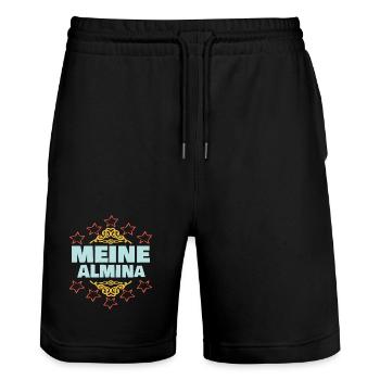 Almina - Stanley/Stella Unisex Bio Joggingshorts Trainer  - Schwarz - Vorne - Nik (191cm) & Marisol (170cm)