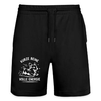 Kurze Beine, volle Energie - Stanley/Stella Unisex Bio Joggingshorts Trainer  - Schwarz - Vorne - Nik (191cm) & Marisol (170cm)