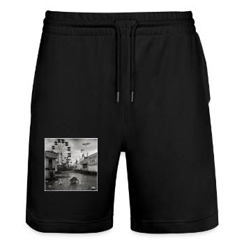 Abandoned Funfair Raccoon Retro Funfair Animal - Stanley/Stella Trainer Unisex Organic Jogging Shorts - black - Front - Nik (191cm) & Marisol (170cm)