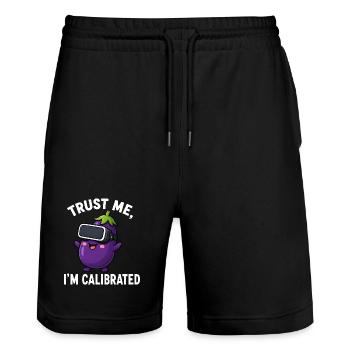 Cartoon de Gamer Dic Humor d’Aubergine - Short de jogging bio TRAINER Stanley/Stella unisexe - noir - Devant - Nik (191cm) & Marisol (170cm)