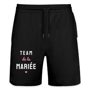 Team de la Mariée EVJF Coeur Mariage Fête Copines - Stanley/Stella Unisex Bio Joggingshorts Trainer  - Schwarz - Vorne - Nik (191cm) & Marisol (170cm)