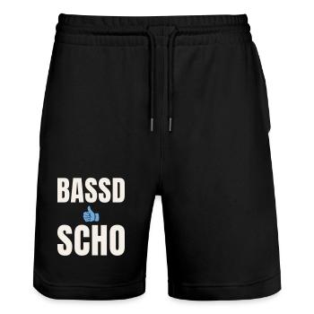 Bassd scho - Bavarois qui dit pouce levé - Short de jogging bio TRAINER Stanley/Stella unisexe - noir - Devant - Nik (191cm) & Marisol (170cm)