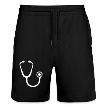 Don de médecine Docteur - Short de jogging bio TRAINER Stanley/Stella unisexe - noir - Devant - Nik (191cm) & Marisol (170cm)