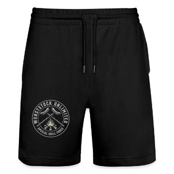 Wurststock Grill - Stanley/Stella Unisex Bio Joggingshorts Trainer  - Schwarz - Vorne - Nik (191cm) & Marisol (170cm)