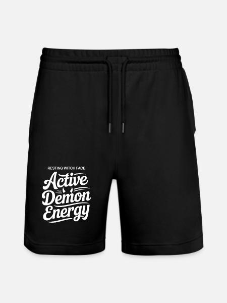 Aktiv-Dämonen-Energie-Typografie - Stanley/Stella Unisex Bio Joggingshorts Trainer  - Schwarz