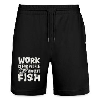 Angelhumor – Geschenk eines Fischerkollegen - Stanley/Stella Unisex Bio Joggingshorts Trainer  - Schwarz - Vorne - Nik (191cm) & Marisol (170cm)