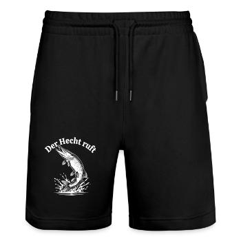 Der Hecht ruft – Spritzige Pike Illustration - Stanley/Stella Unisex Bio Joggingshorts Trainer  - Schwarz - Vorne - Nik (191cm) & Marisol (170cm)