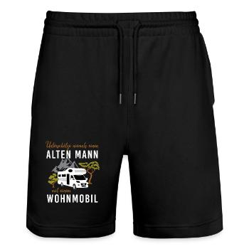 Unterschätze niemals alten Mann mit Wohnmobil - Stanley/Stella Unisex Bio Joggingshorts Trainer  - Schwarz - Vorne - Nik (191cm) & Marisol (170cm)
