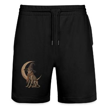Skeleton Dog Witch Moon Hoodie Halloween Decoration - Stanley/Stella Trainer Unisex Organic Jogging Shorts - black - Front - Nik (191cm) & Marisol (170cm)