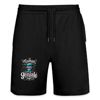 Maman est déjà la plus géniale - Short de jogging bio TRAINER Stanley/Stella unisexe - noir - Devant - Nik (191cm) & Marisol (170cm)