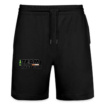 Team Bräutigam Feier Junggesellenabschied - Stanley/Stella Unisex Bio Joggingshorts Trainer  - Schwarz - Vorne - Nik (191cm) & Marisol (170cm)