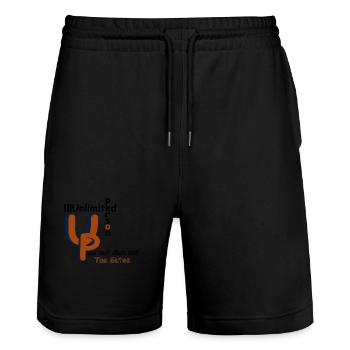 Pass auf dich auf Tue Gutes - Stanley/Stella Unisex Bio Joggingshorts Trainer  - Schwarz - Vorne - Nik (191cm) & Marisol (170cm)