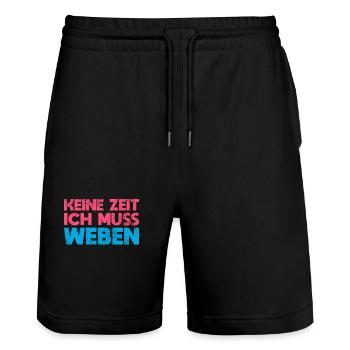 Keine Zeit, Ich Muss Weben - Stanley/Stella Unisex Bio Joggingshorts Trainer  - Schwarz - Vorne - Nik (191cm) & Marisol (170cm)