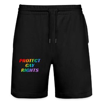 Protect gay rights LGBTQ Pride Month - Stanley/Stella Trainer Unisex Organic Jogging Shorts - black - Front - Nik (191cm) & Marisol (170cm)