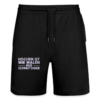 Kochen Ist Wie Malen, Nur Schmutziger - Stanley/Stella Unisex Bio Joggingshorts Trainer  - Schwarz - Vorne - Nik (191cm) & Marisol (170cm)