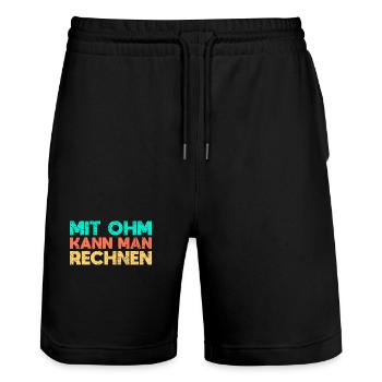 Mit Ohm Kann Man Rechnen - Stanley/Stella Unisex Bio Joggingshorts Trainer  - Schwarz - Vorne - Nik (191cm) & Marisol (170cm)