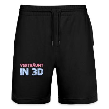 Verträumt In 3D - Stanley/Stella Unisex Bio Joggingshorts Trainer  - Schwarz - Vorne - Nik (191cm) & Marisol (170cm)