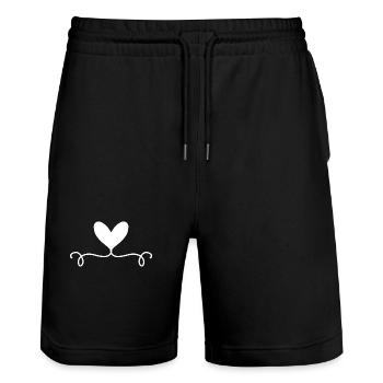 Herz Symbol Linie Liebe - Stanley/Stella Unisex Bio Joggingshorts Trainer  - Schwarz - Vorne - Nik (191cm) & Marisol (170cm)