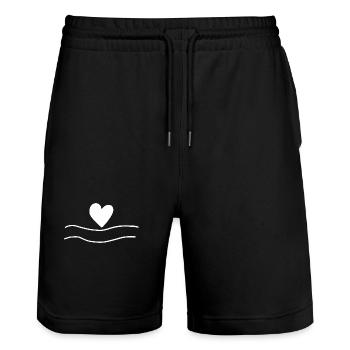 herz form liebe linien - Stanley/Stella Unisex Bio Joggingshorts Trainer  - Schwarz - Vorne - Nik (191cm) & Marisol (170cm)