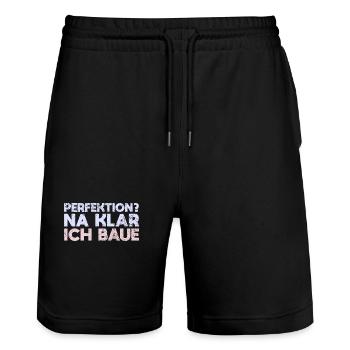 Perfektion? Na Klar, Ich Baue - Stanley/Stella Unisex Bio Joggingshorts Trainer  - Schwarz - Vorne - Nik (191cm) & Marisol (170cm)