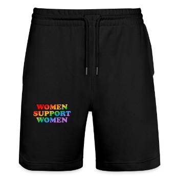 Frauen unterstützen Frauen Regenbogen - Stanley/Stella Unisex Bio Joggingshorts Trainer  - Schwarz - Vorne - Nik (191cm) & Marisol (170cm)